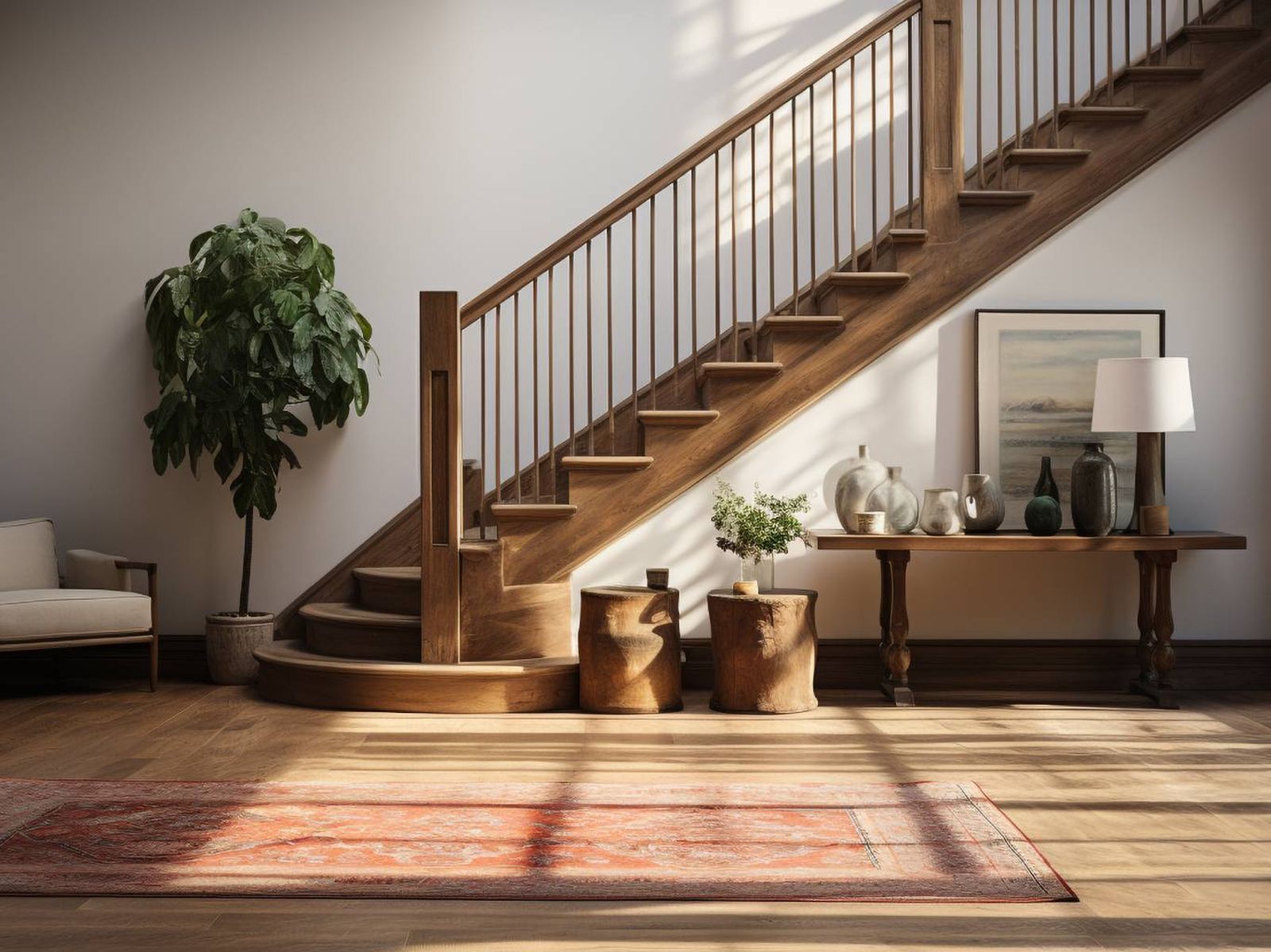 Un mueble estrecho con decoración natural puede transformar este rincón.