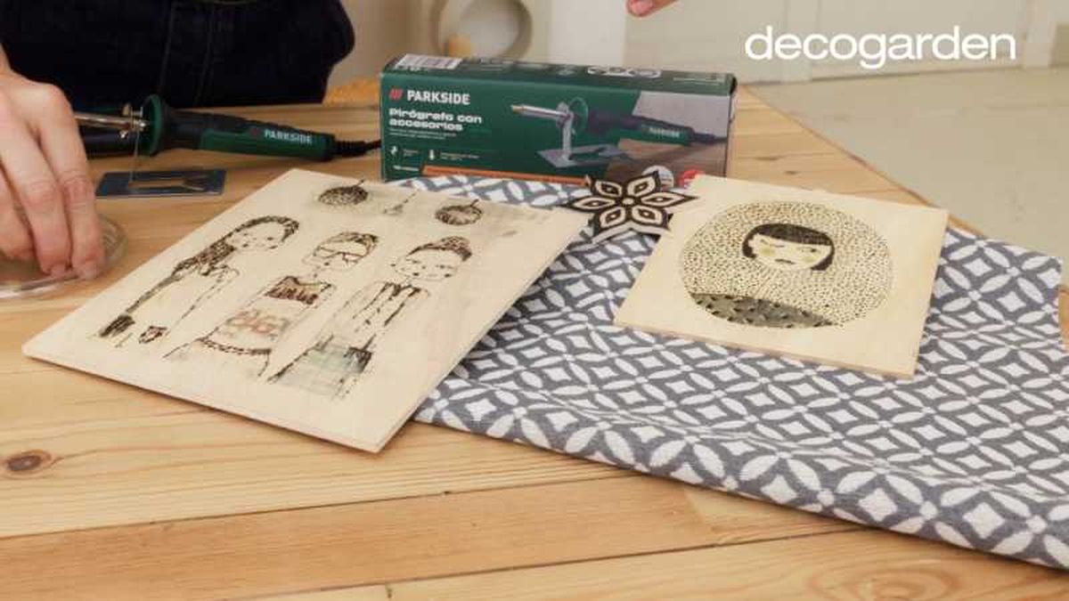 Ilustraciones grabadas hechas con pirógrafo.