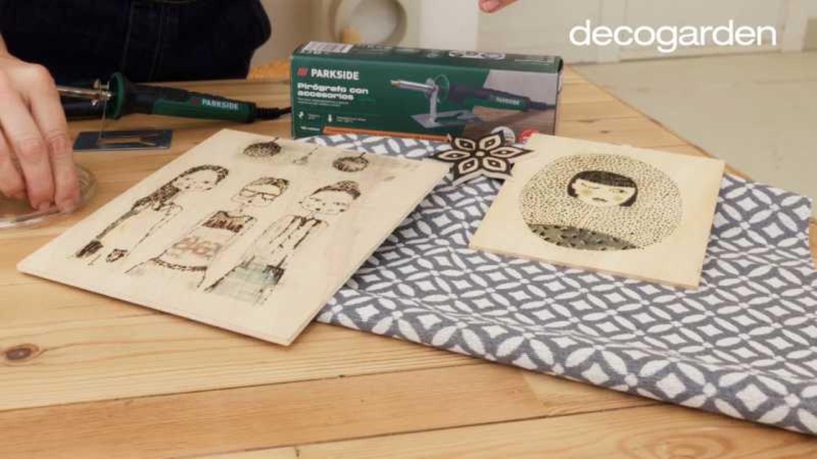 Ilustraciones grabadas hechas con pirógrafo.