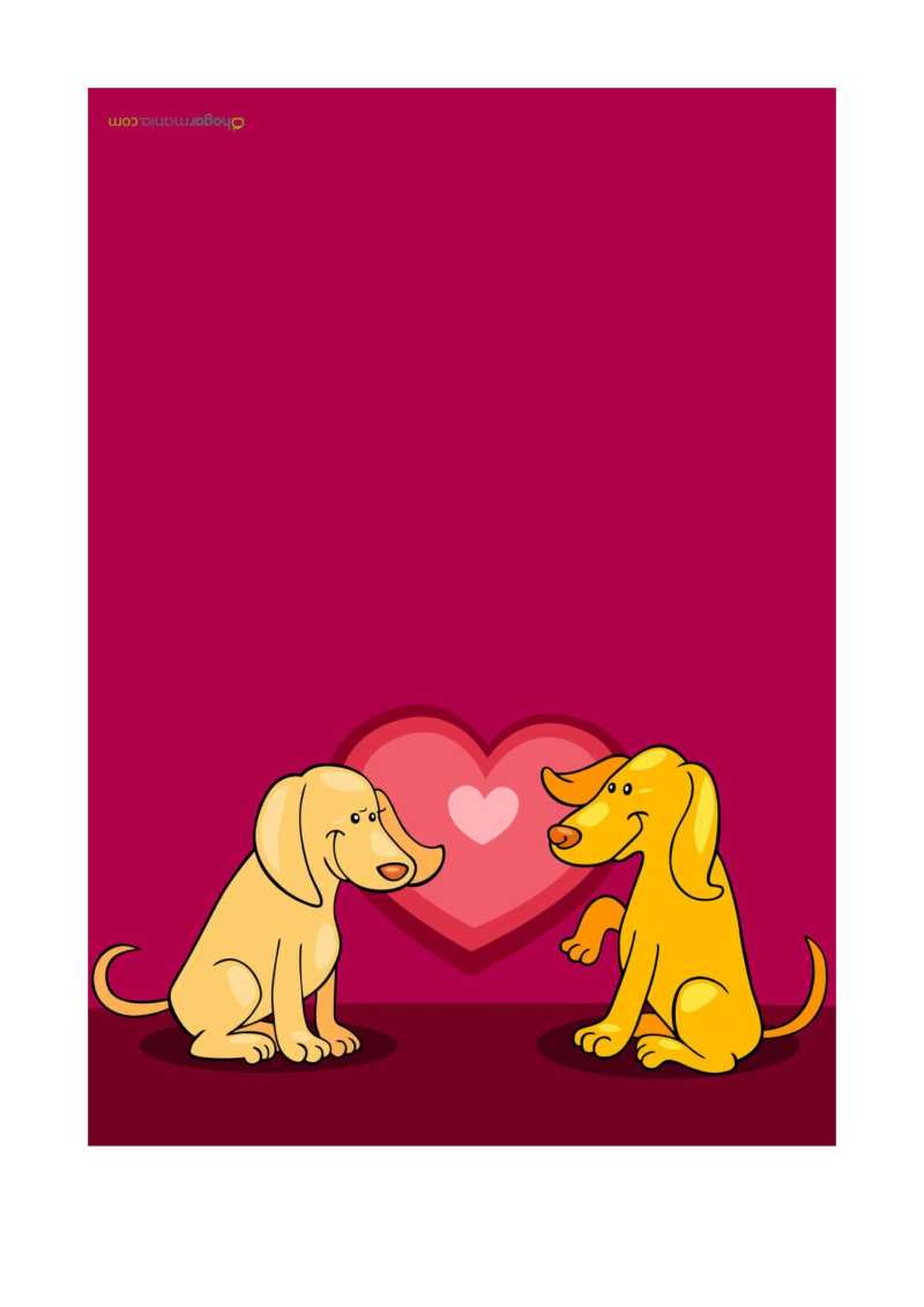 Tarjeta de San Valentín con dibujo de perros.