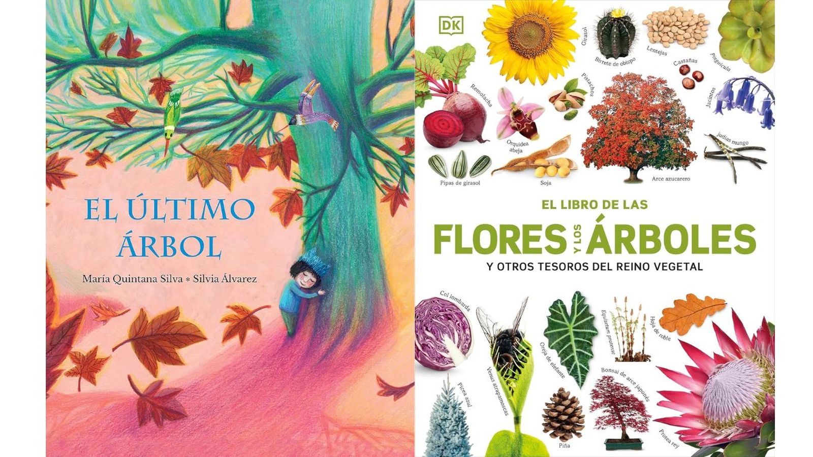 De izq. a drch.: El último árbol  y El libro de las flores y los árboles