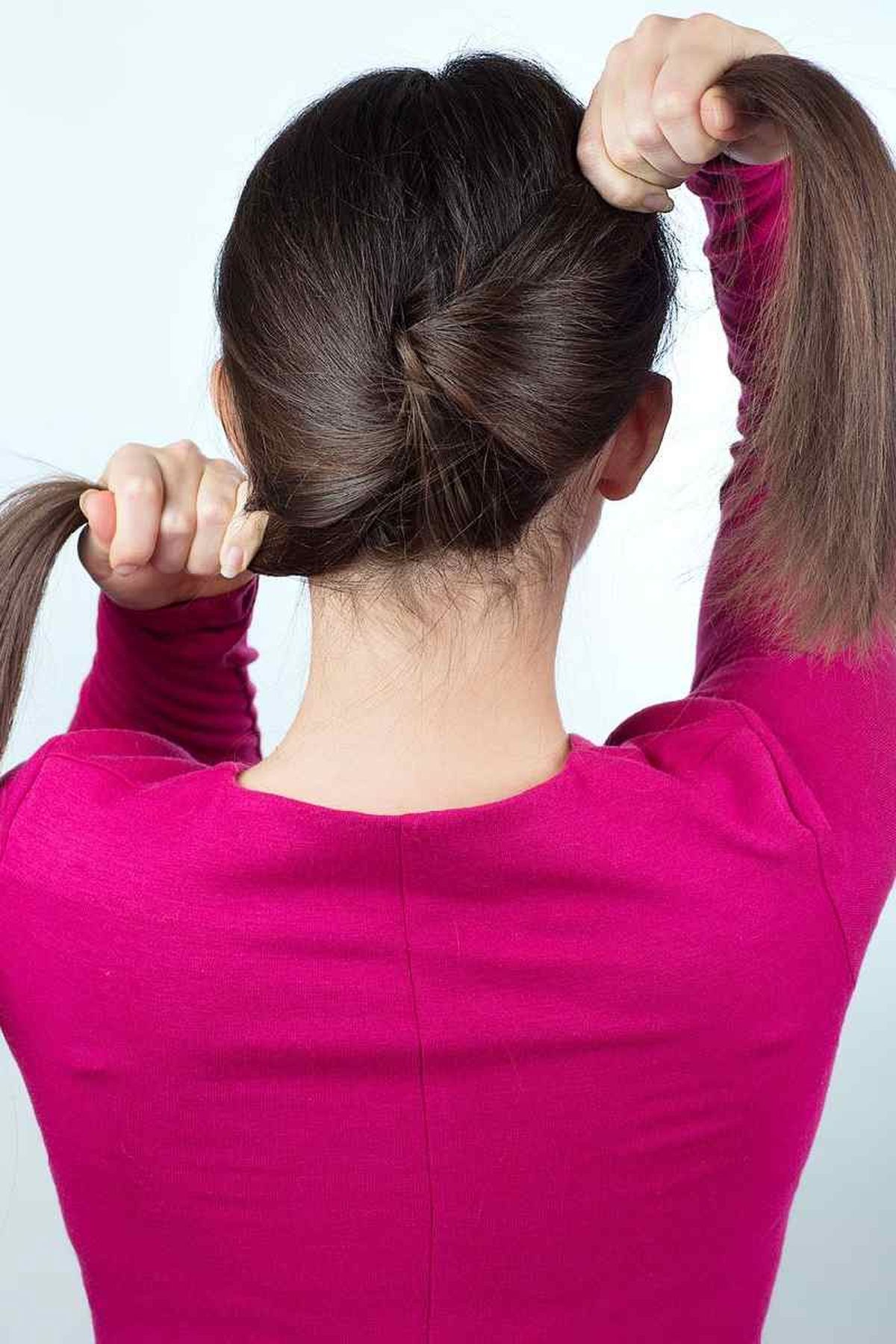 Segundo paso para hacer el moño ensaimada