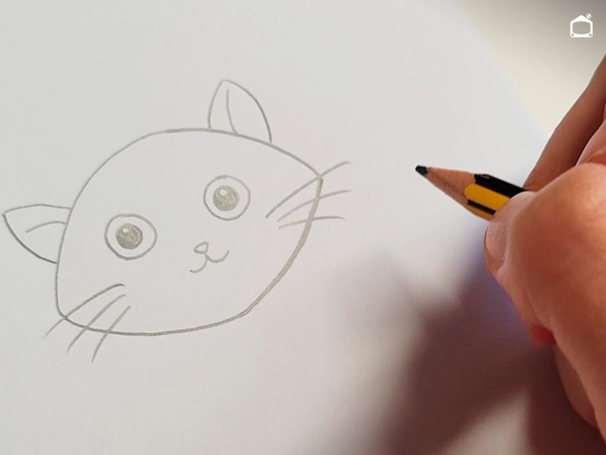 Tercer paso para dibujar un gato.