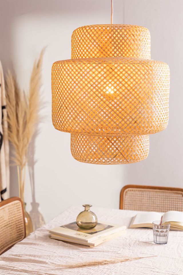 lampara de techo en bambu o45 cm lexie sklum