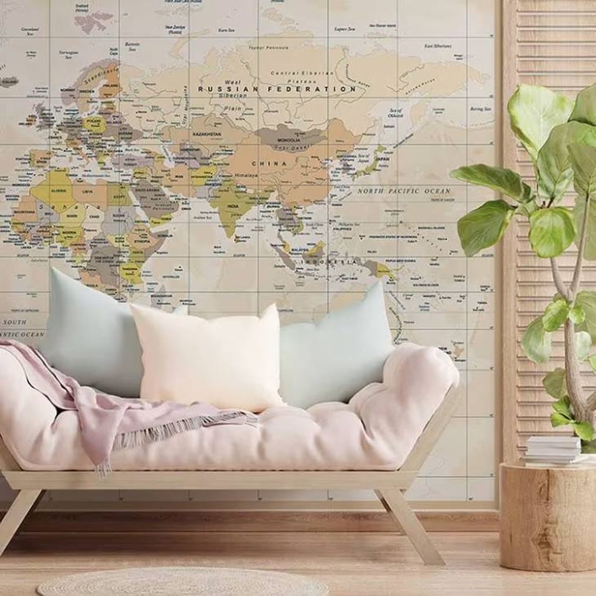 papel pintado mapa maisons du monde