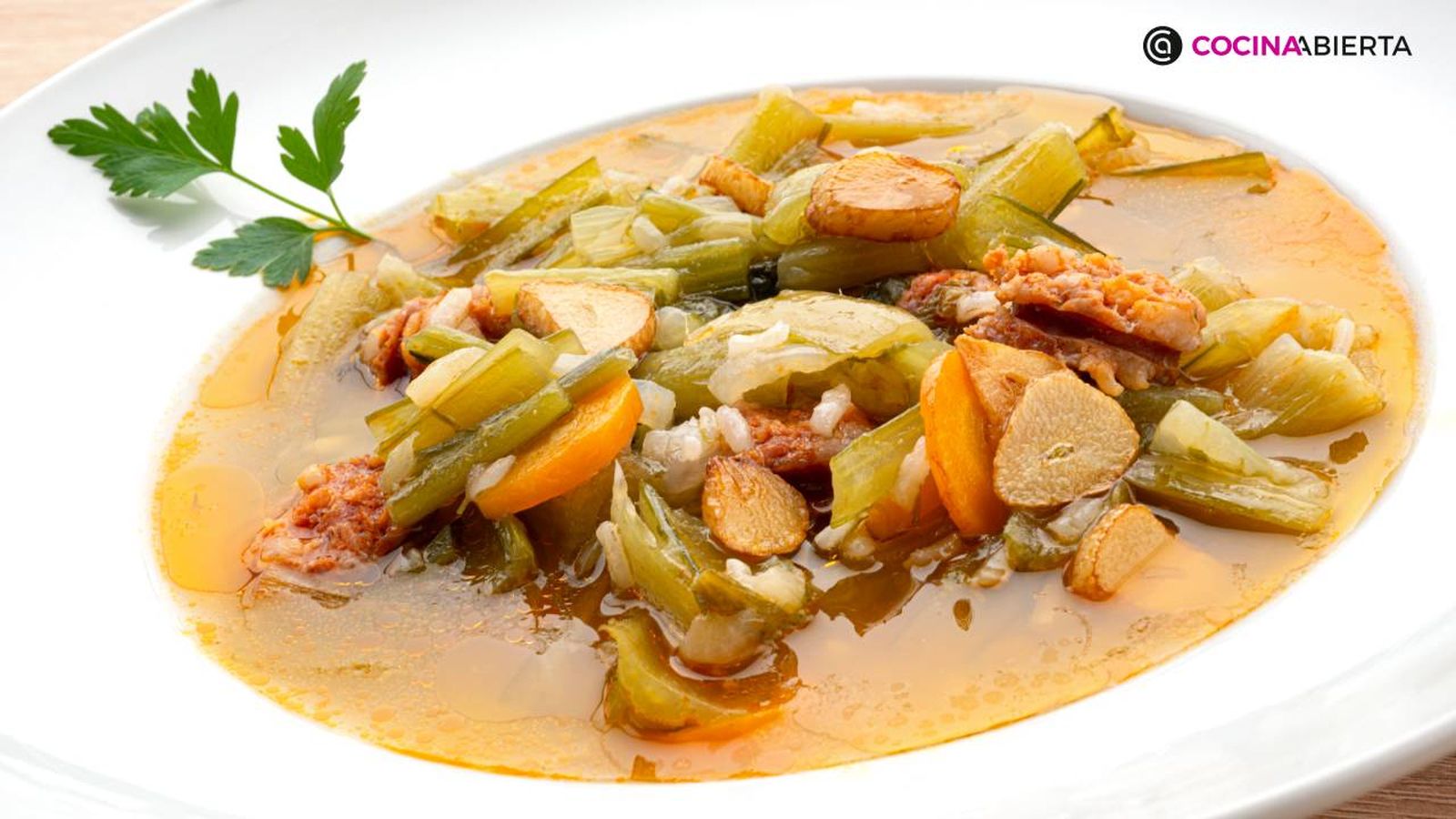 borraja y arroz con chorizo receta olla express