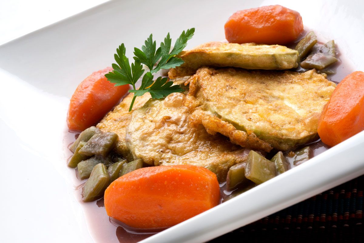 5260 Berenjenas rebozadas con salsa de vino tinto (645) xl