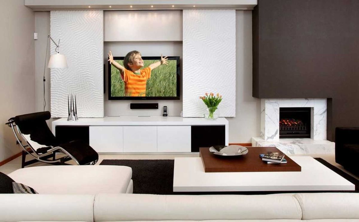 Salón blanco moderno.