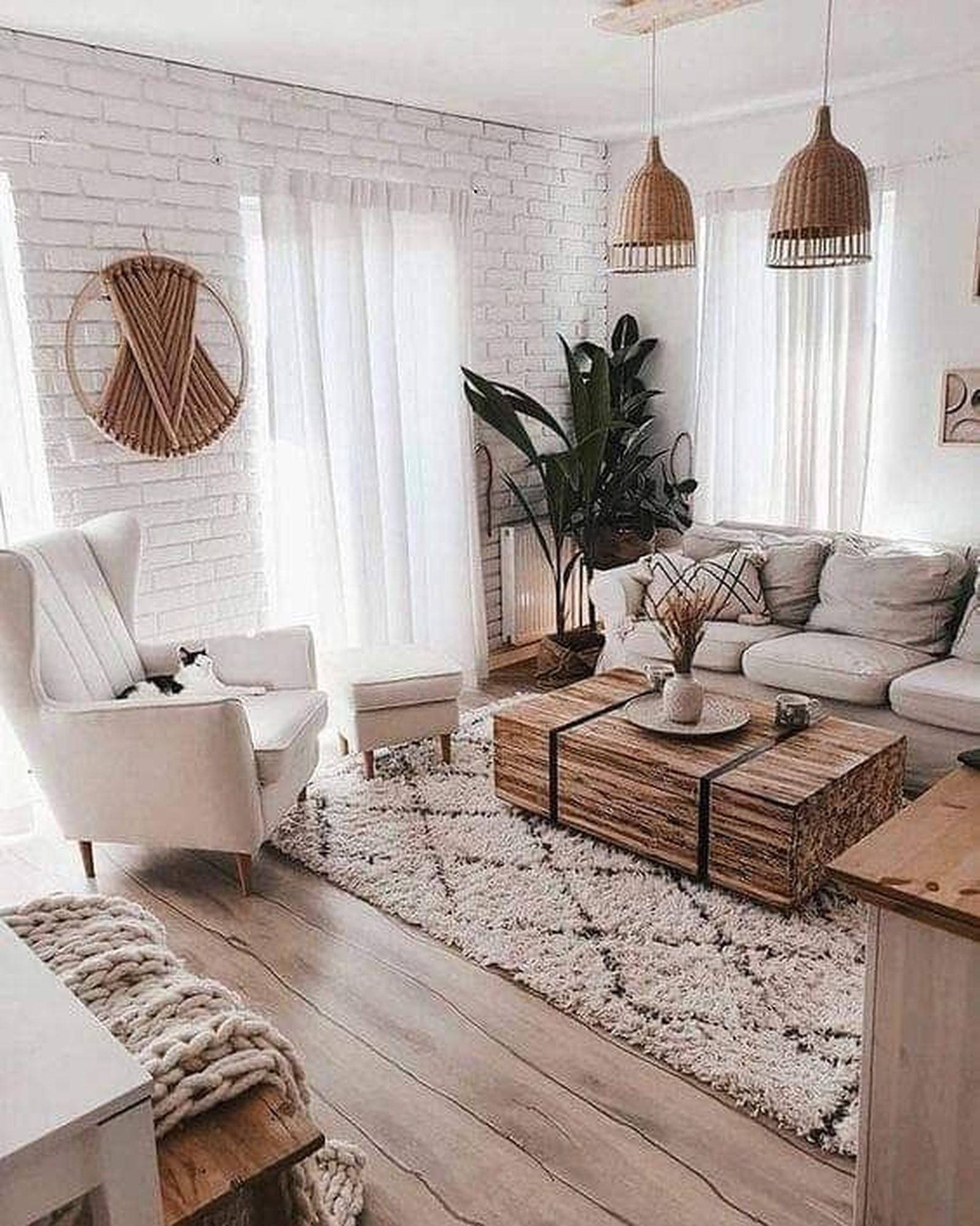 salon moderno lampara mimbre 3
