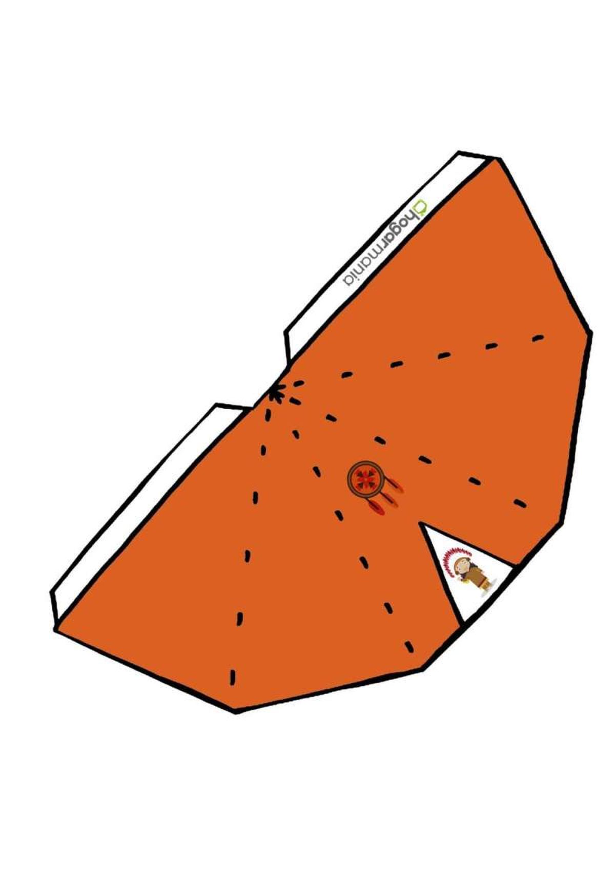 Plantilla para hacer un tipi de papel.