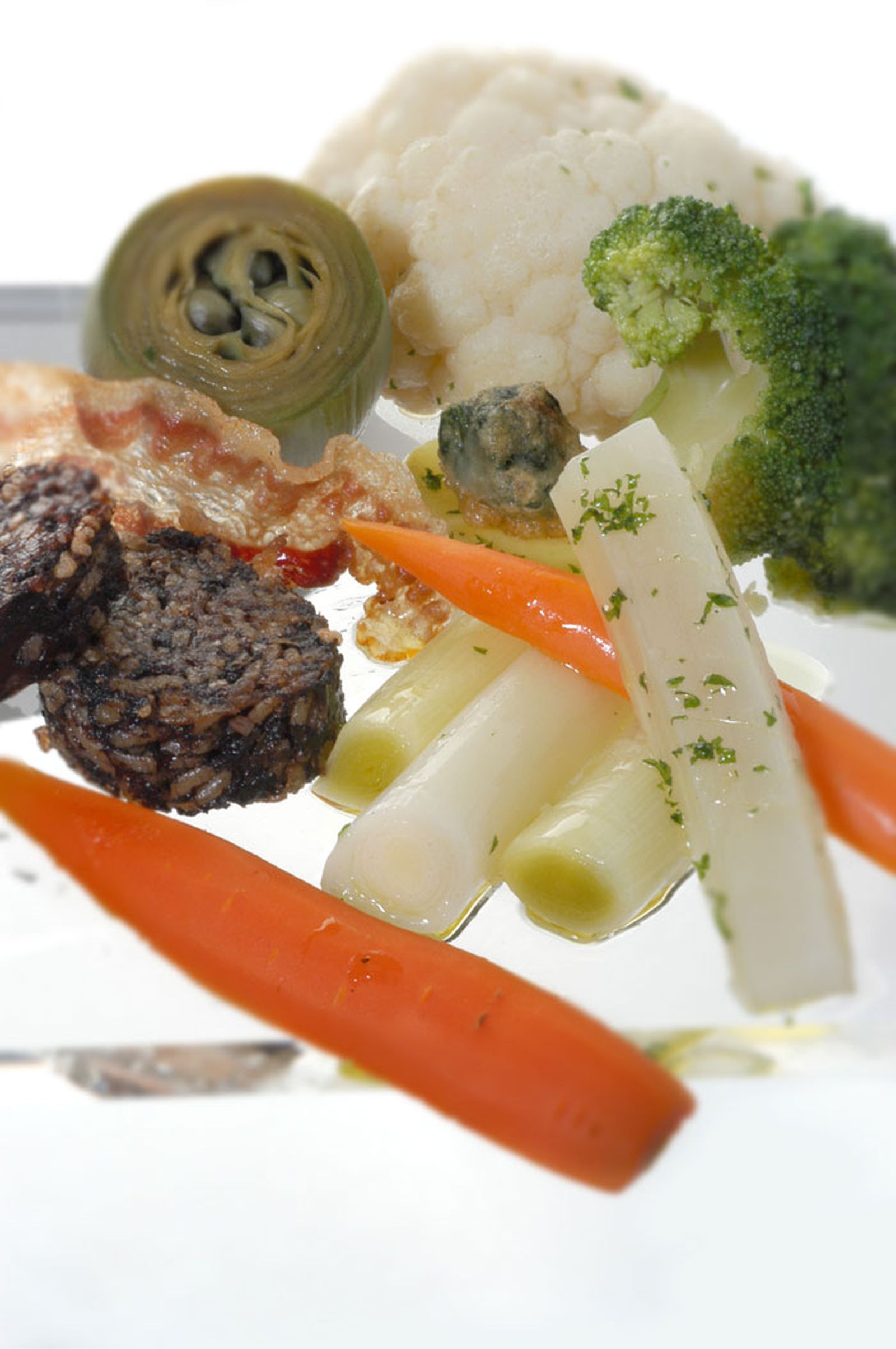 Panaché de invierno con panceta y morcilla