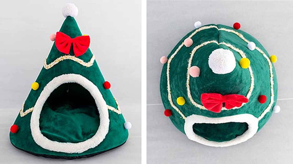 Cama para mascotas de árbol de Navidad.