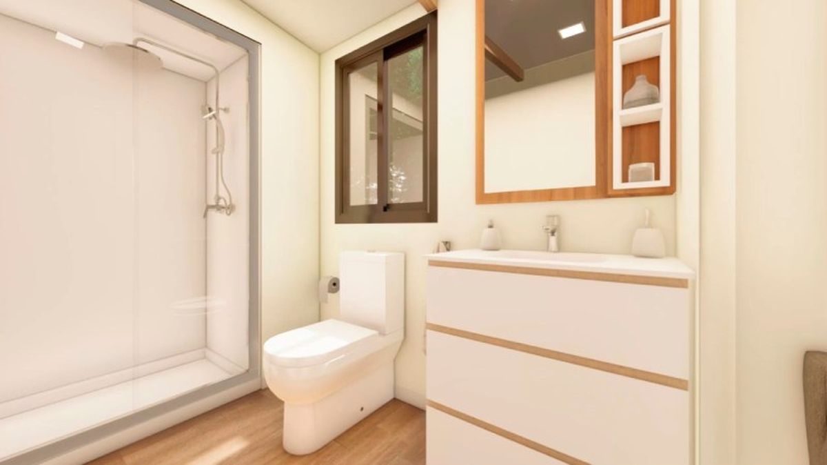 Baño de la casa prefabricada modelo Denia de Alucasa