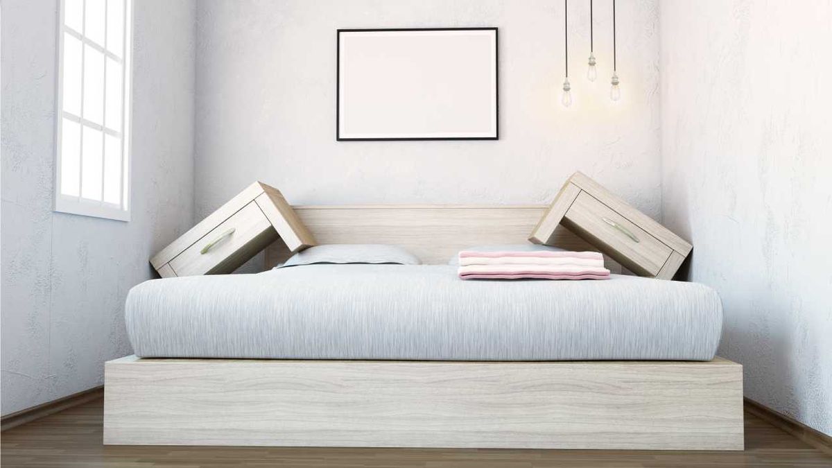 Dormitorio pequeño sin espacio.