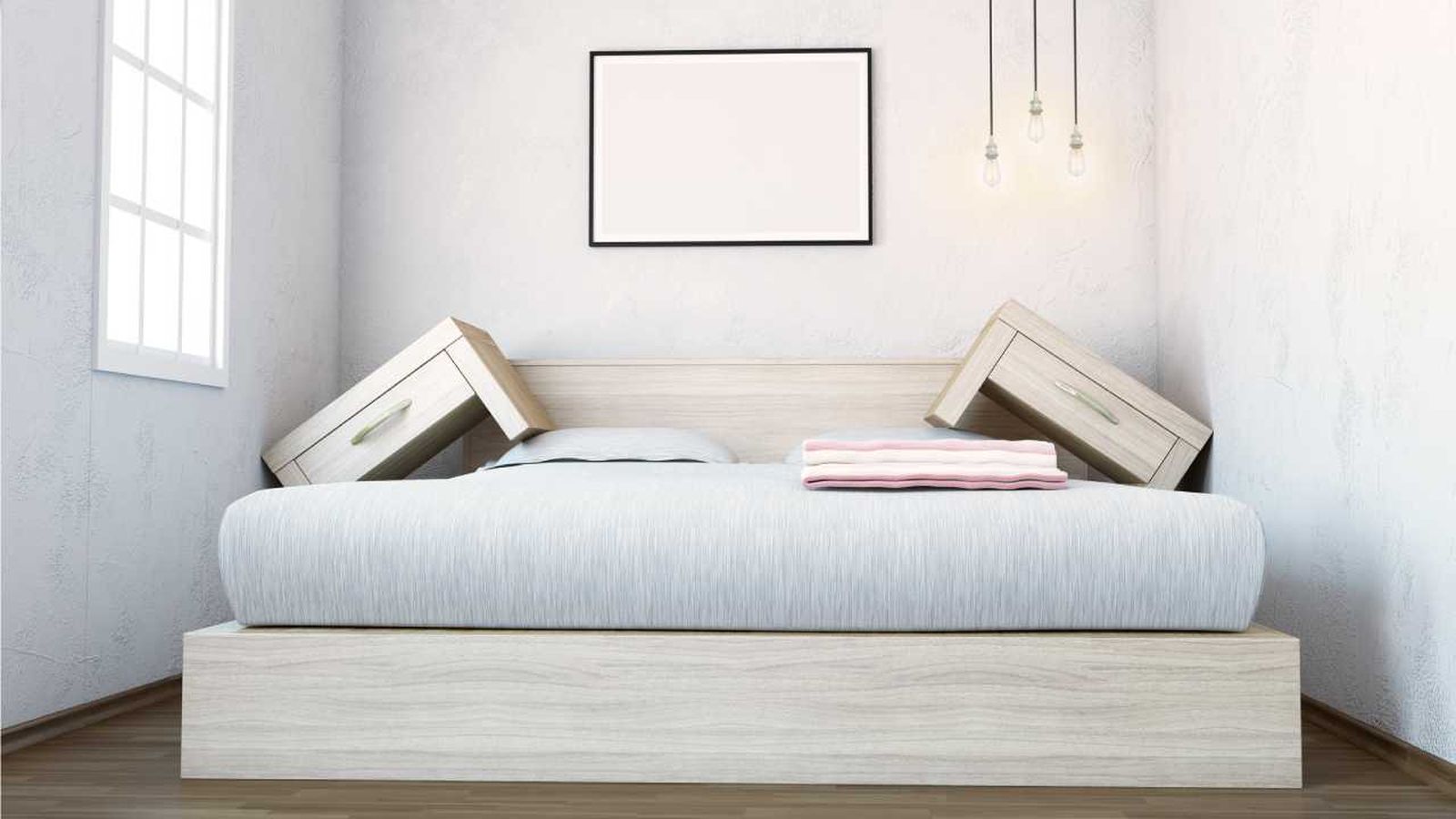 Dormitorio pequeño sin espacio.