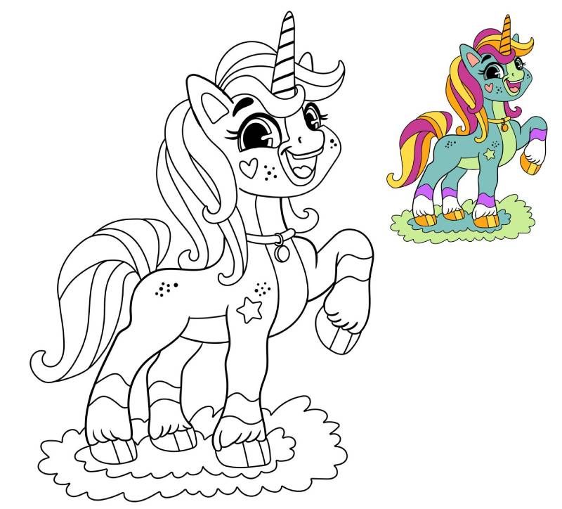 Unicornio para colorear, modelo 10.