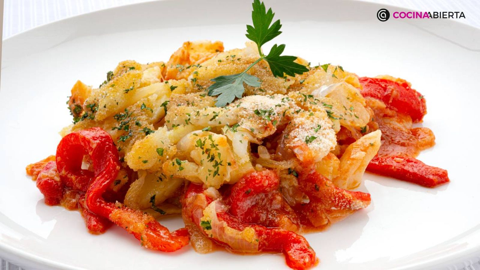 Receta de bacalao con patatas y pimientos asados