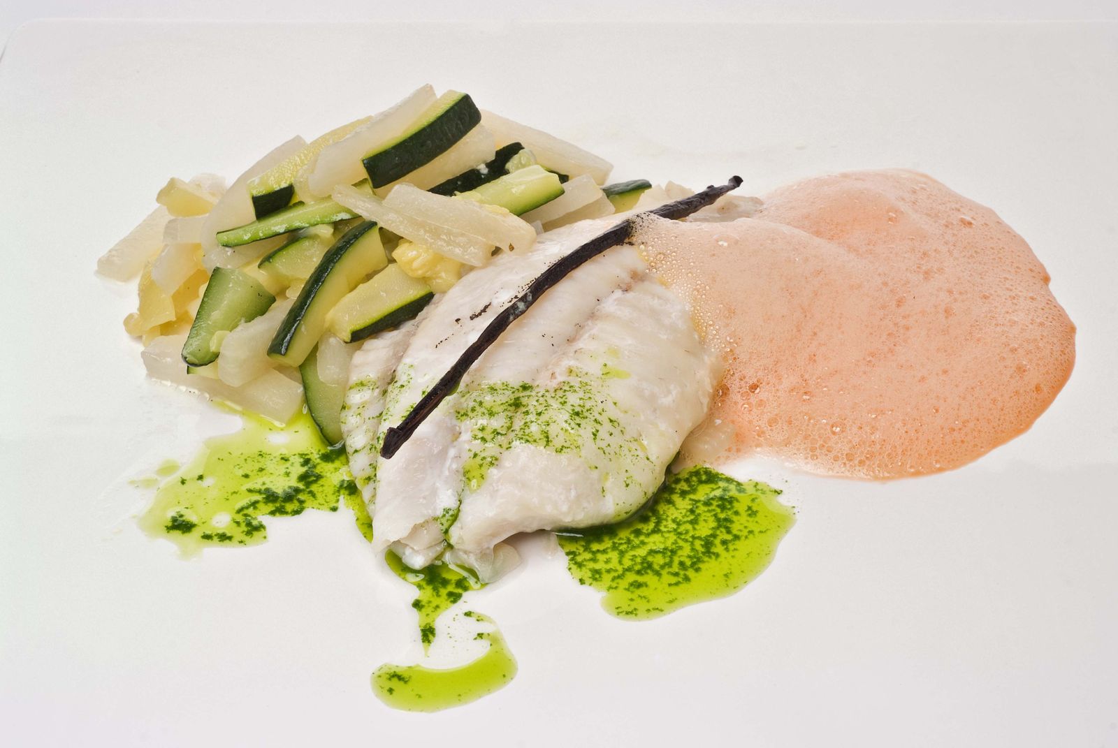 Rodaballo a la vainilla con espuma de zanahoria xl