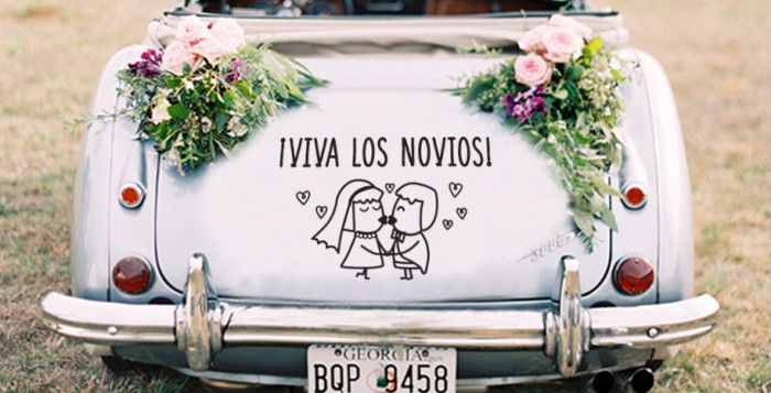 Cómo decorar el coche para una boda   vinilos