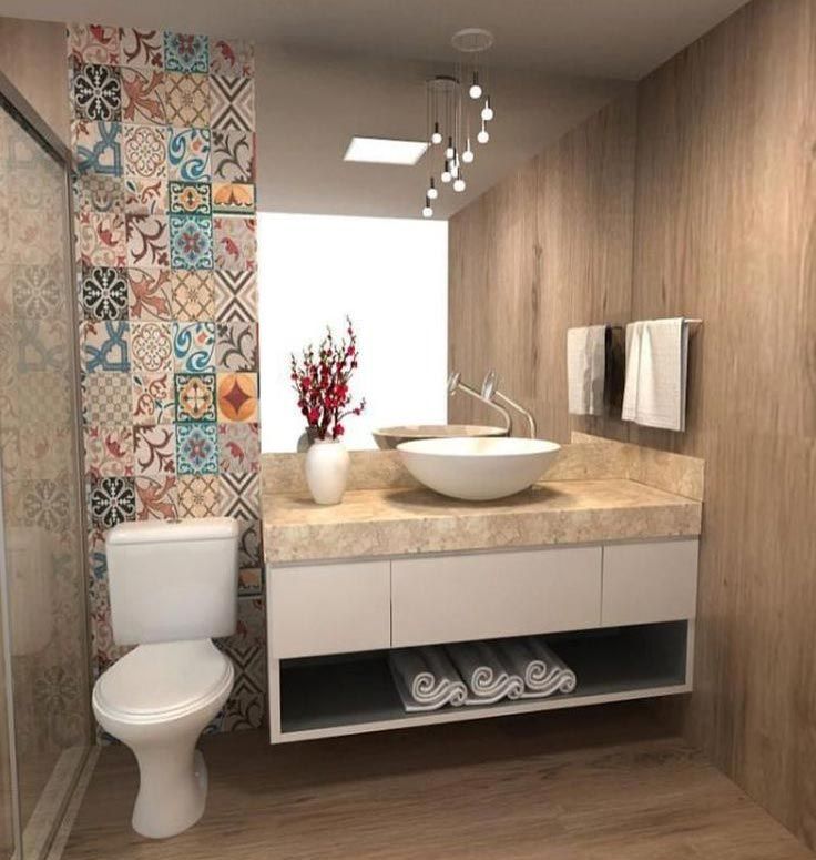 baño pequeño baldosas hidraulicas 1