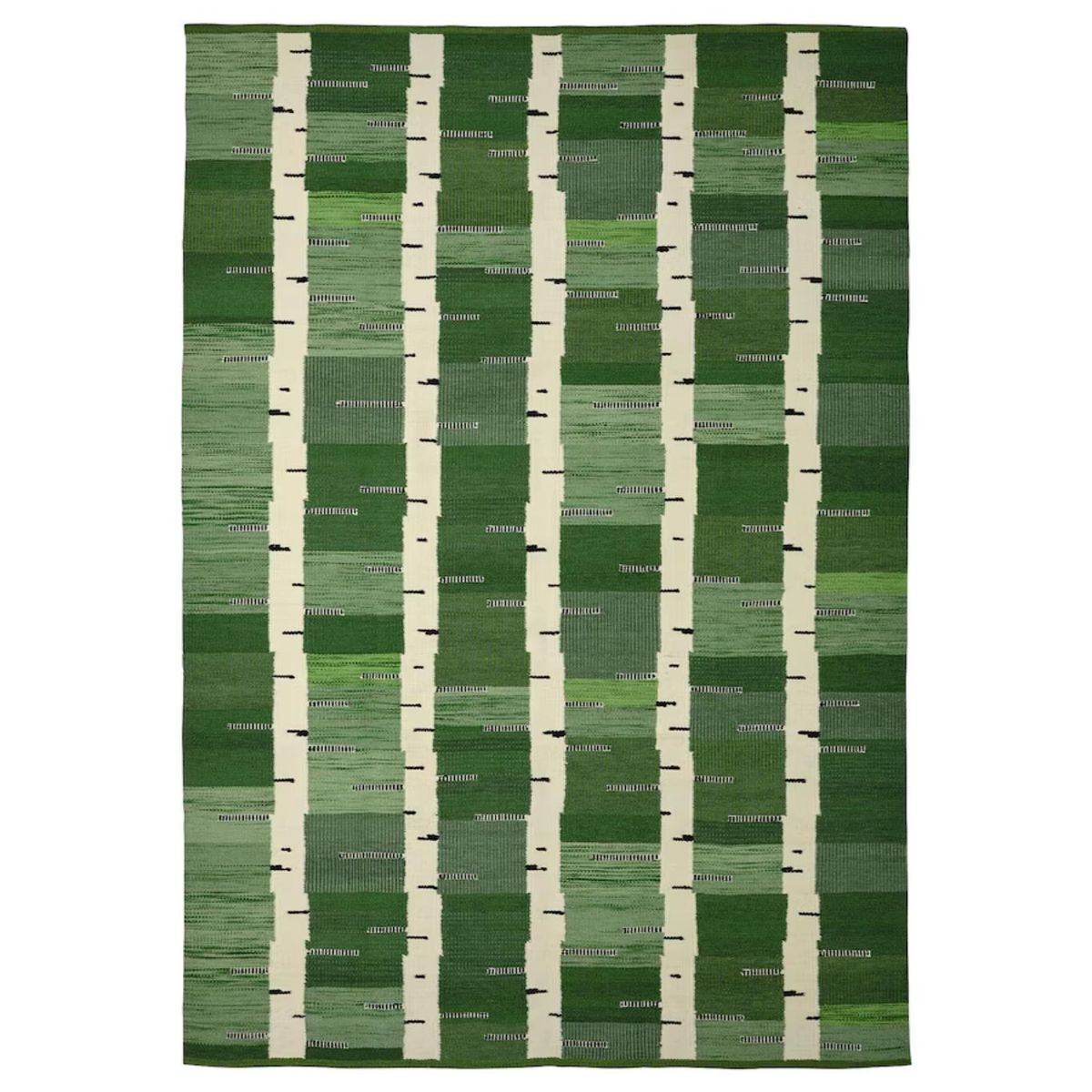 Alfombra verde tejida a mano de la colección actual.