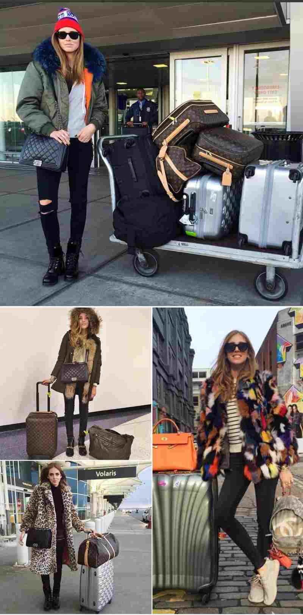 Chiara Ferragni con distintos outfits para viajar en avión / Fotos: @chiaraferragni