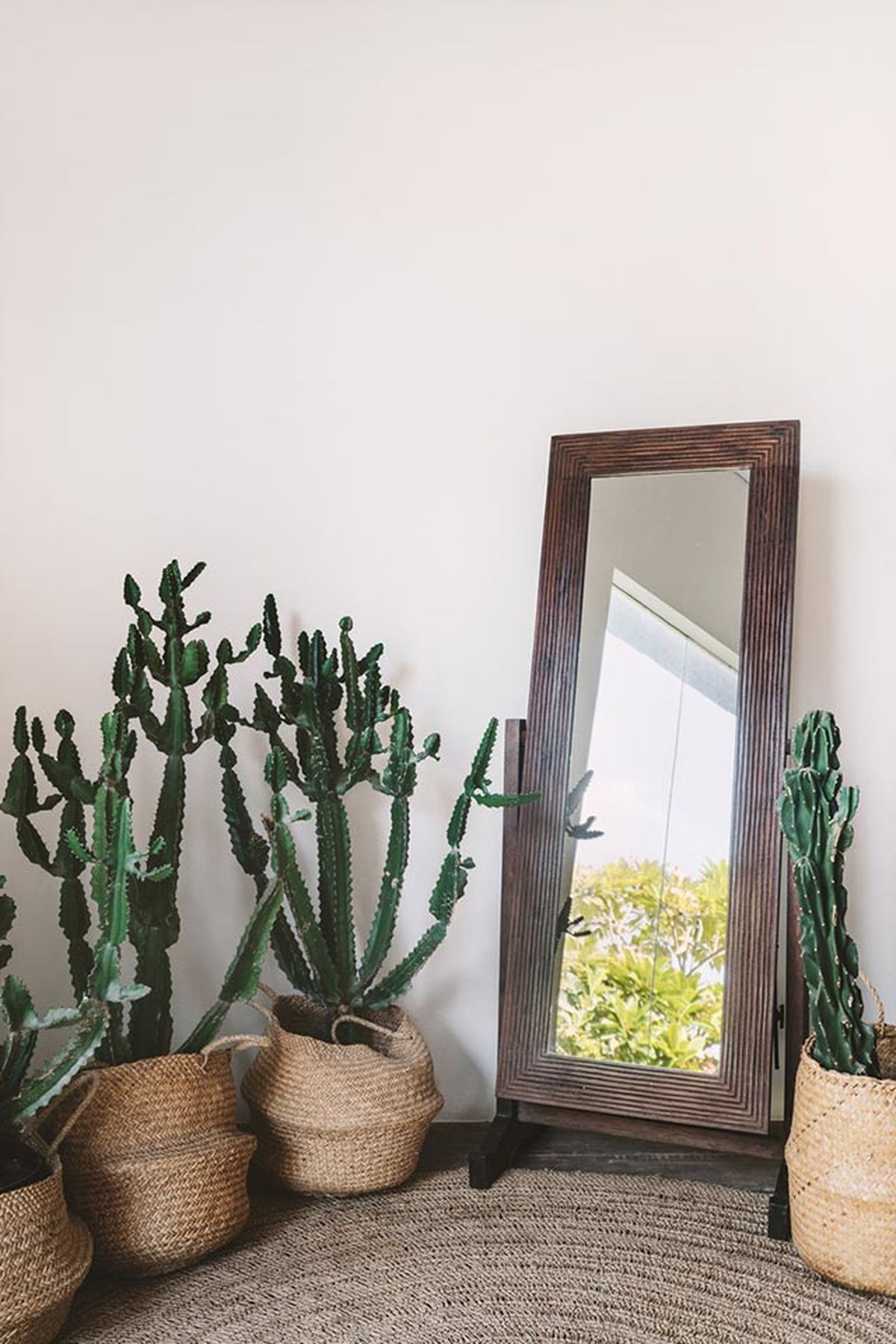 Cestas de mimbre a modo de maceteros