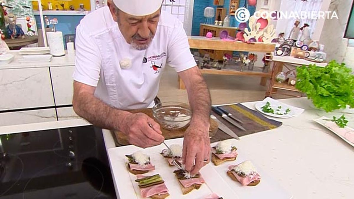 esparragos verdes con jamon y queso tosta receta karlos arguinano karl67420321