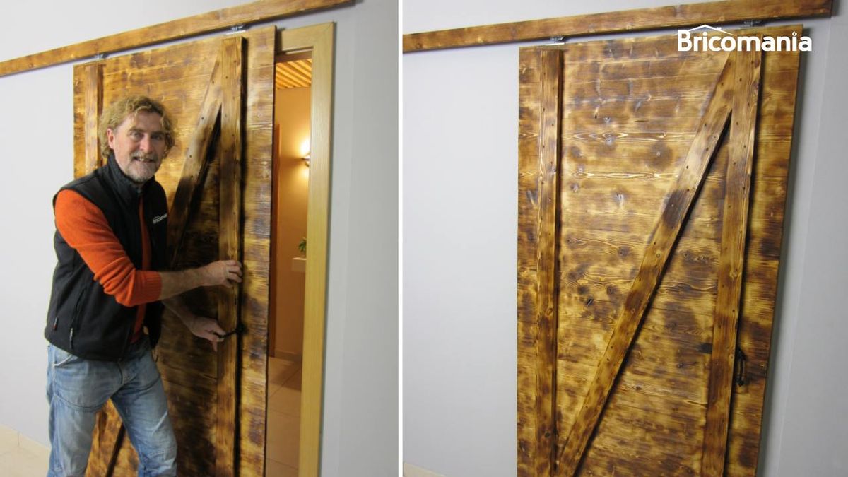 Puerta corredera de granero casera