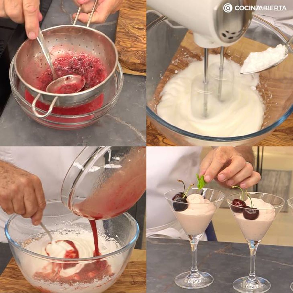 Paso a paso para hacer mousse de cerezas