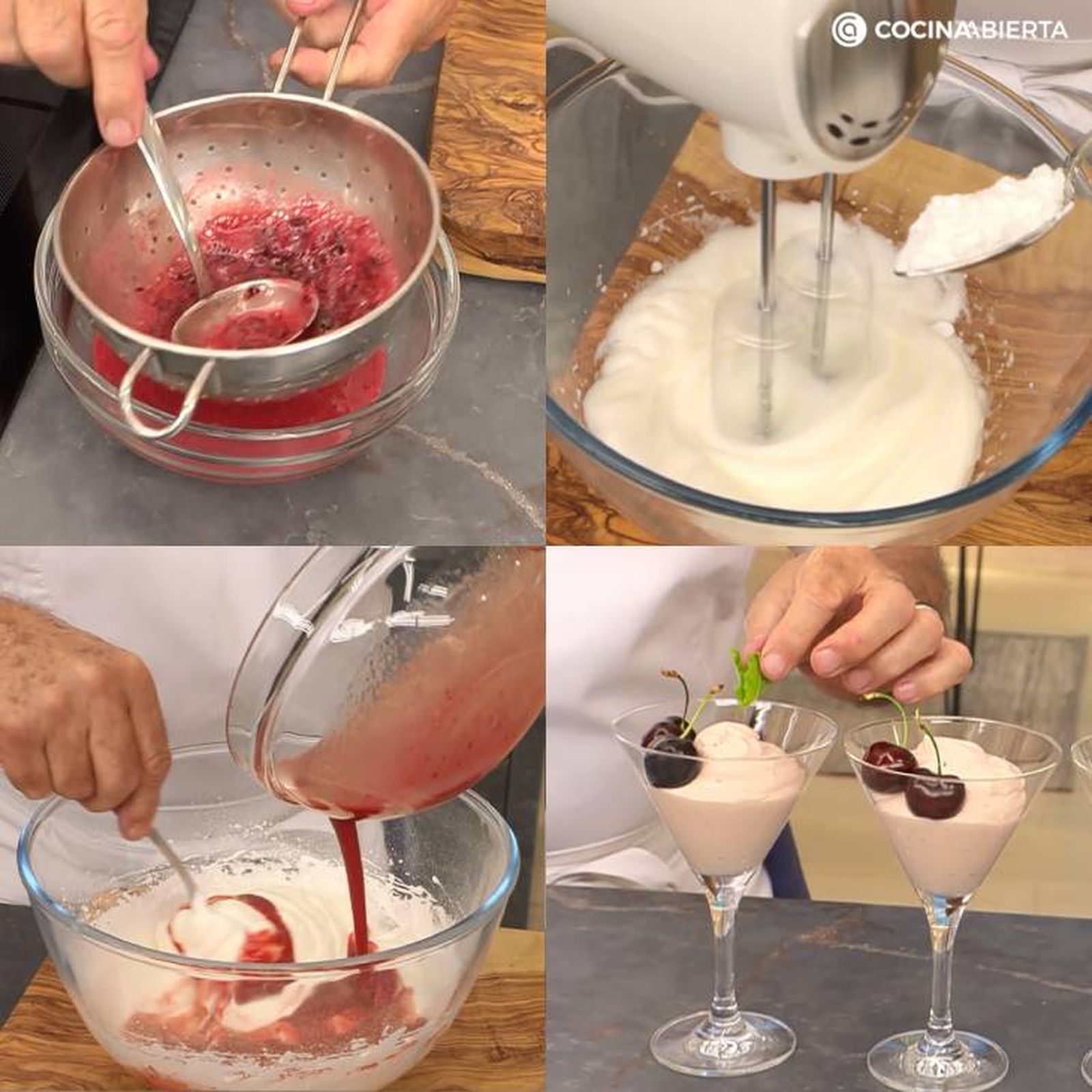 Paso a paso para hacer mousse de cerezas