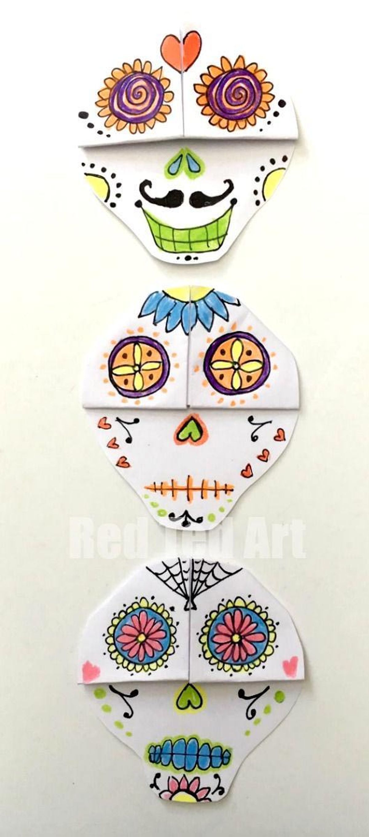 como hacer corner bookmarks marcadores de esquina calavera mexicana