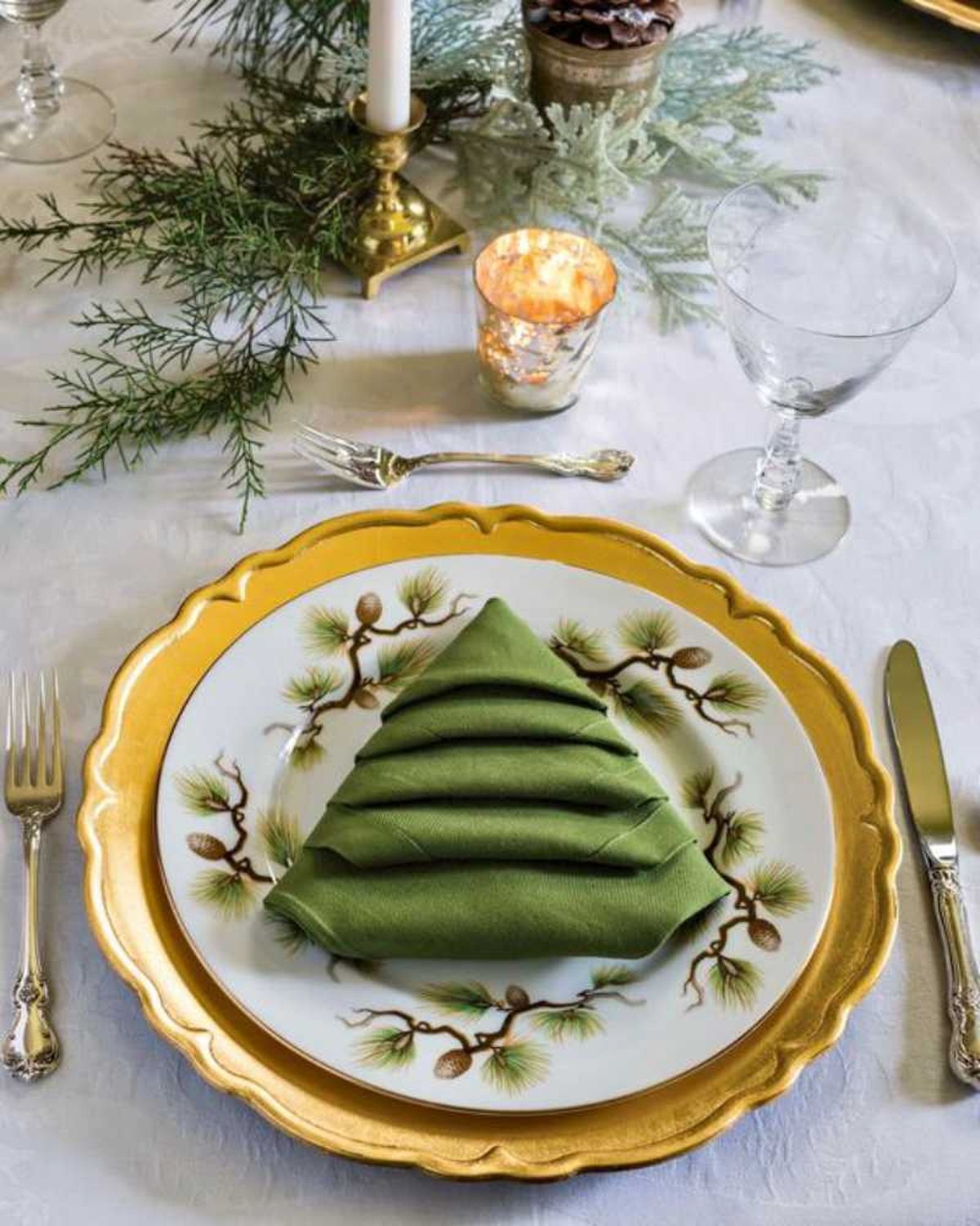 Servilleta en forma de árbol de Navidad.