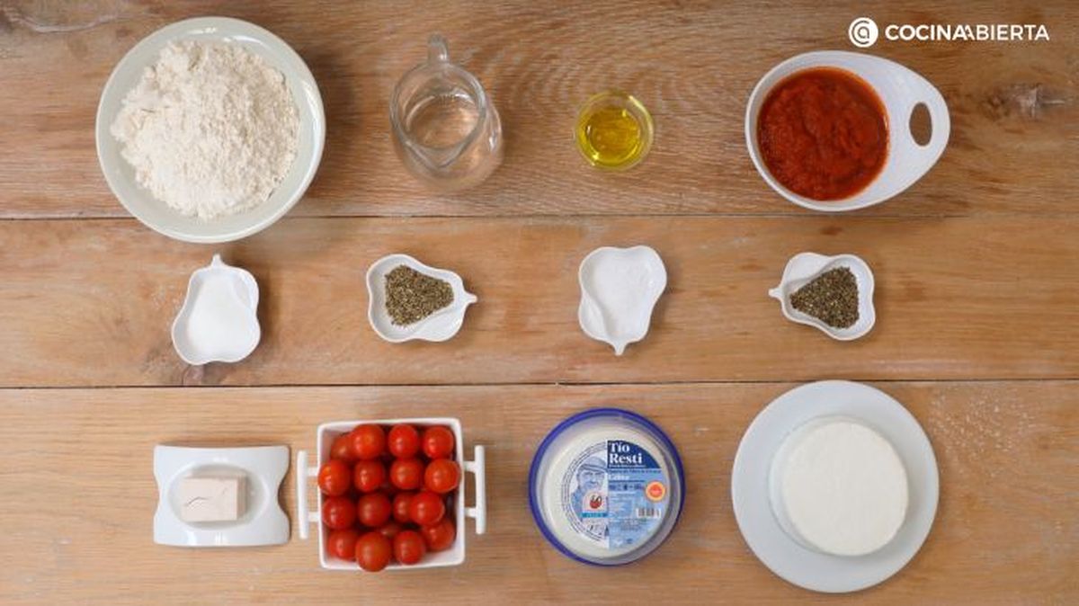 Ingredientes para hacer pizza con queso de cabra