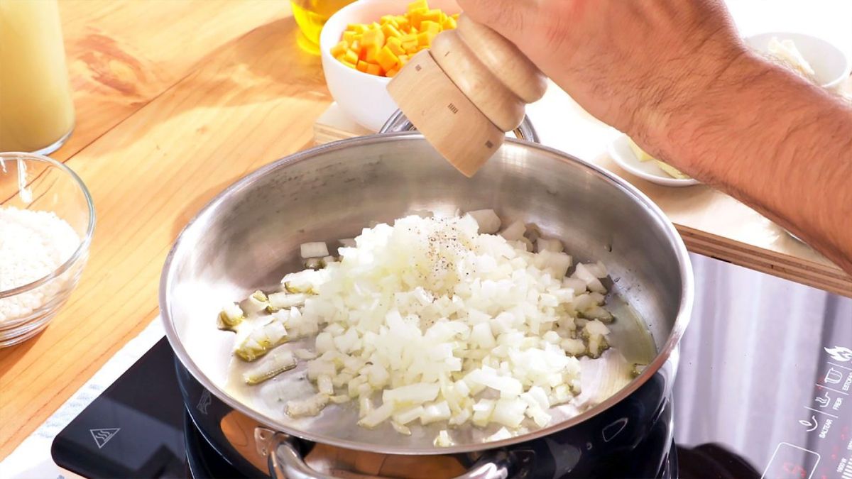 Receta risotto de calabaza  paso 1