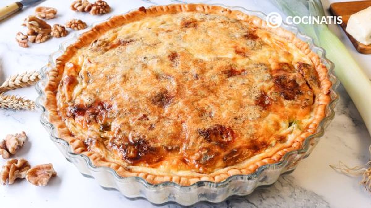 receta quiche de puerros queso azul y nueces paso 4