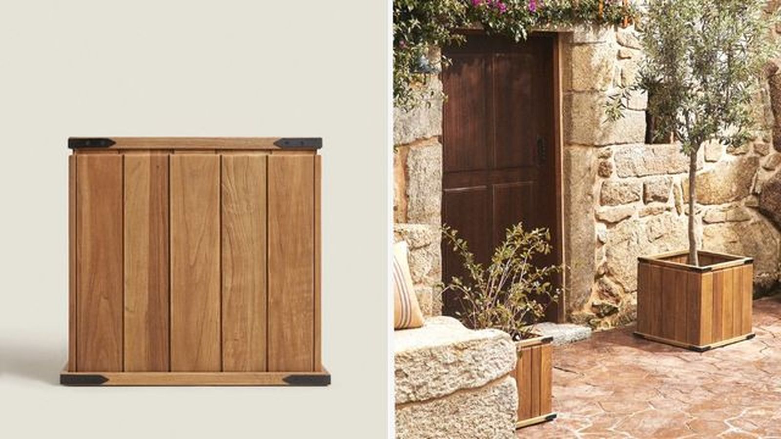macetero de madera zara home