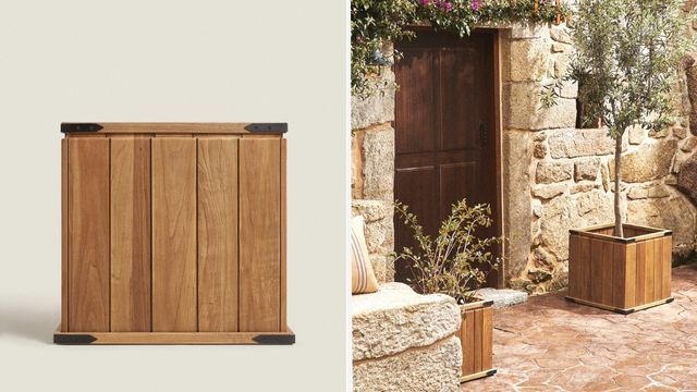 macetero de madera zara home