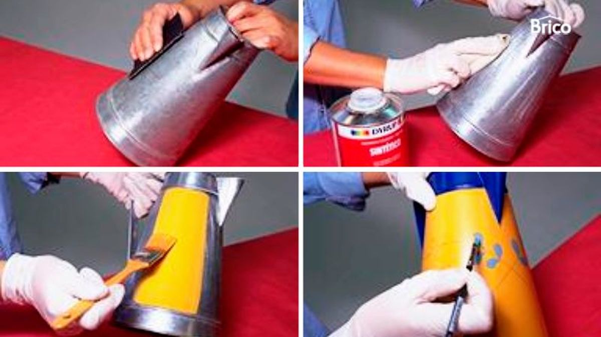 Pasos para decorar una jarra de metal