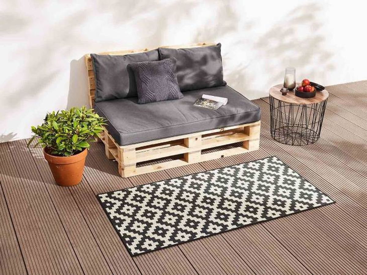 alfombra exterior blanco y negro lidl