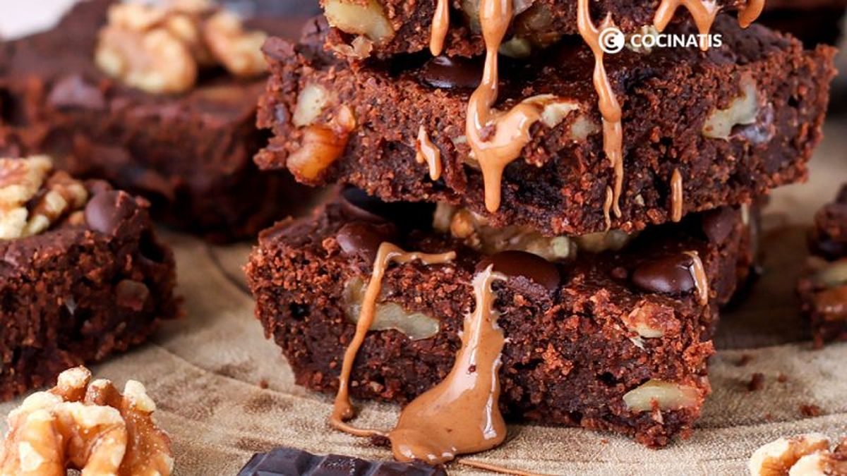 Brownie vegano listo para comer