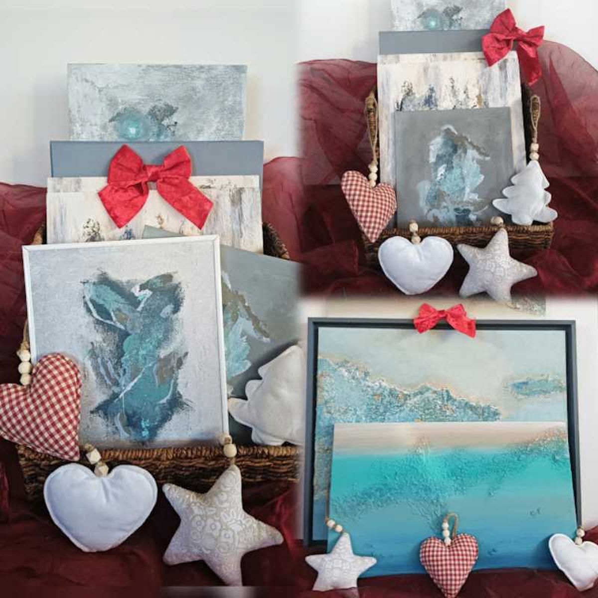 Collage de cuadros de Lola Castillejos para regalar en Navidad.