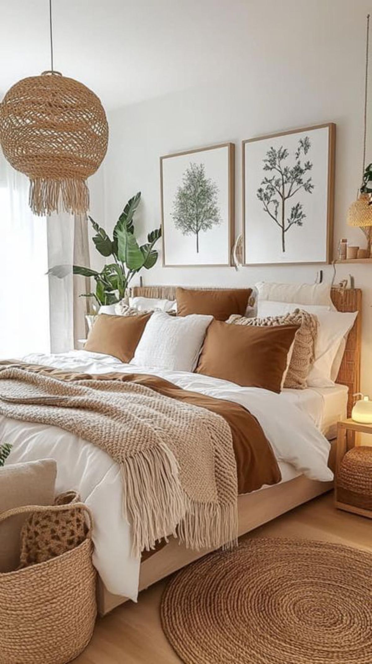 Dormitorio mocha mousse y blanco.