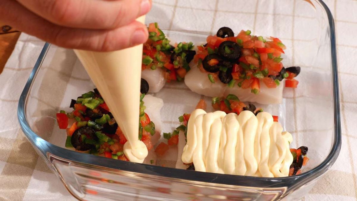 Merluza con costra de mahonesa   Paso 4