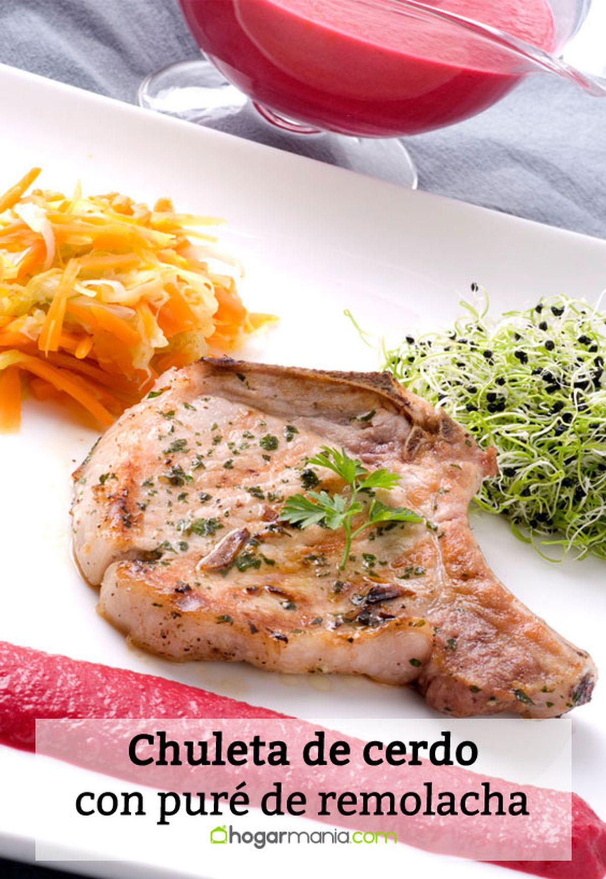chuleta cerdo pure remolacha pin