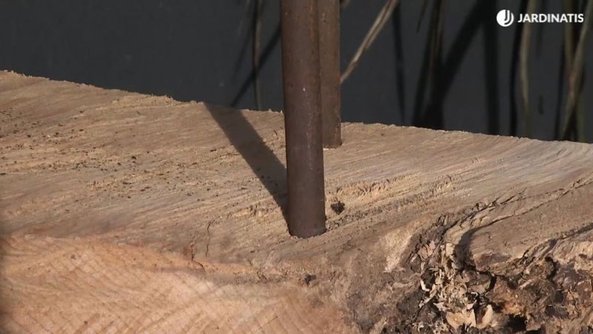 Coloca las patas de hierro