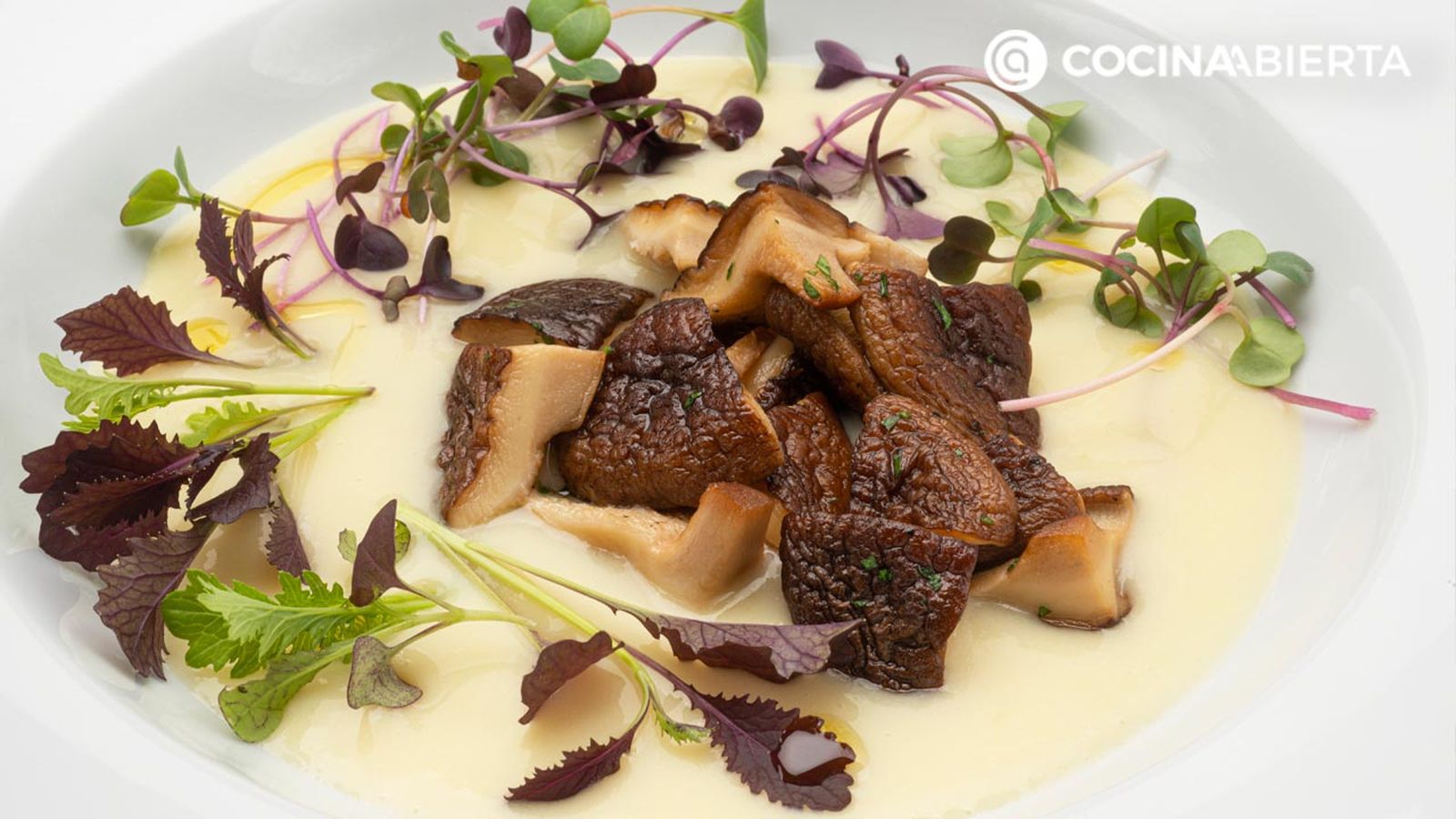 setas shitake al ajillo con crema de puerros y brotes receta karlos arguinano karl67620321