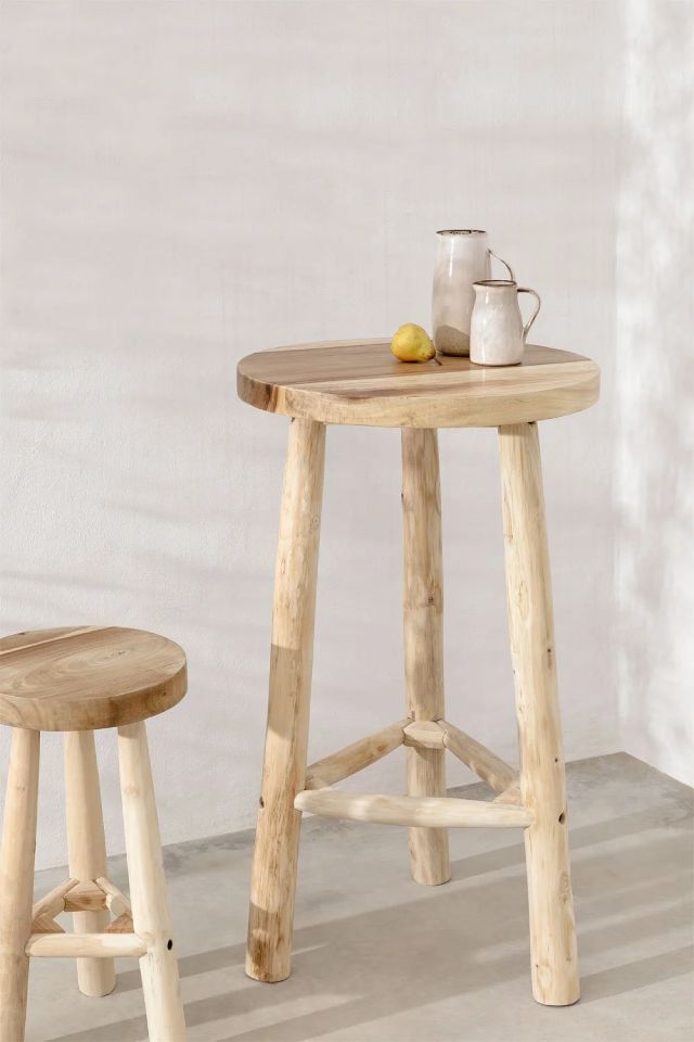 Mesa Alta de Jardín Redonda en Madera Narel