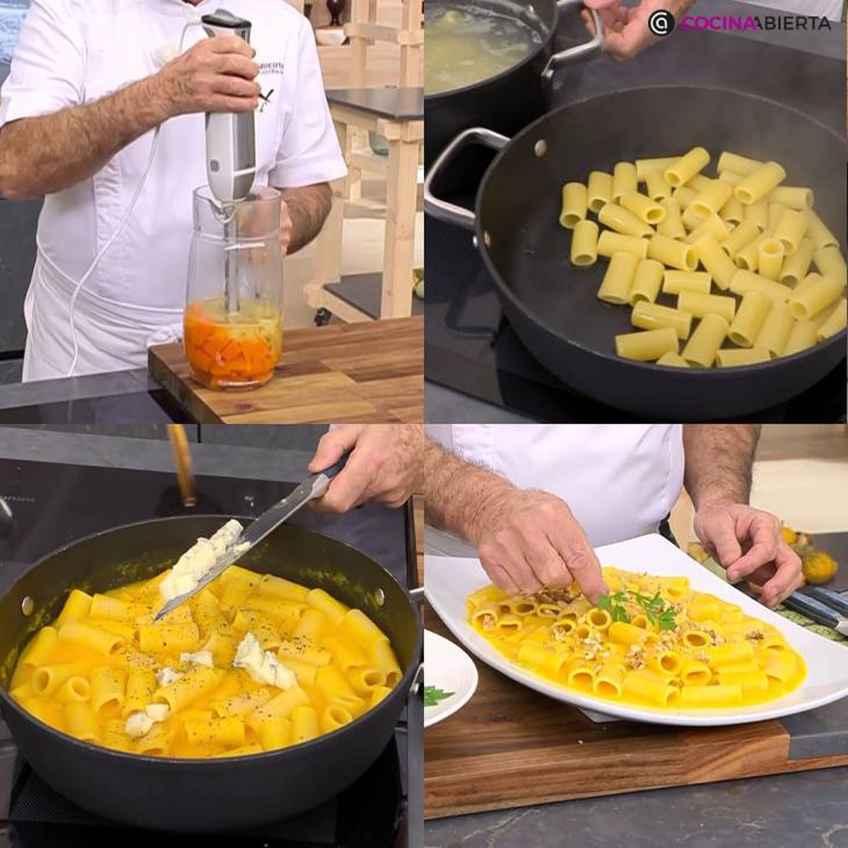 pasta con crema calabaza receta pasos