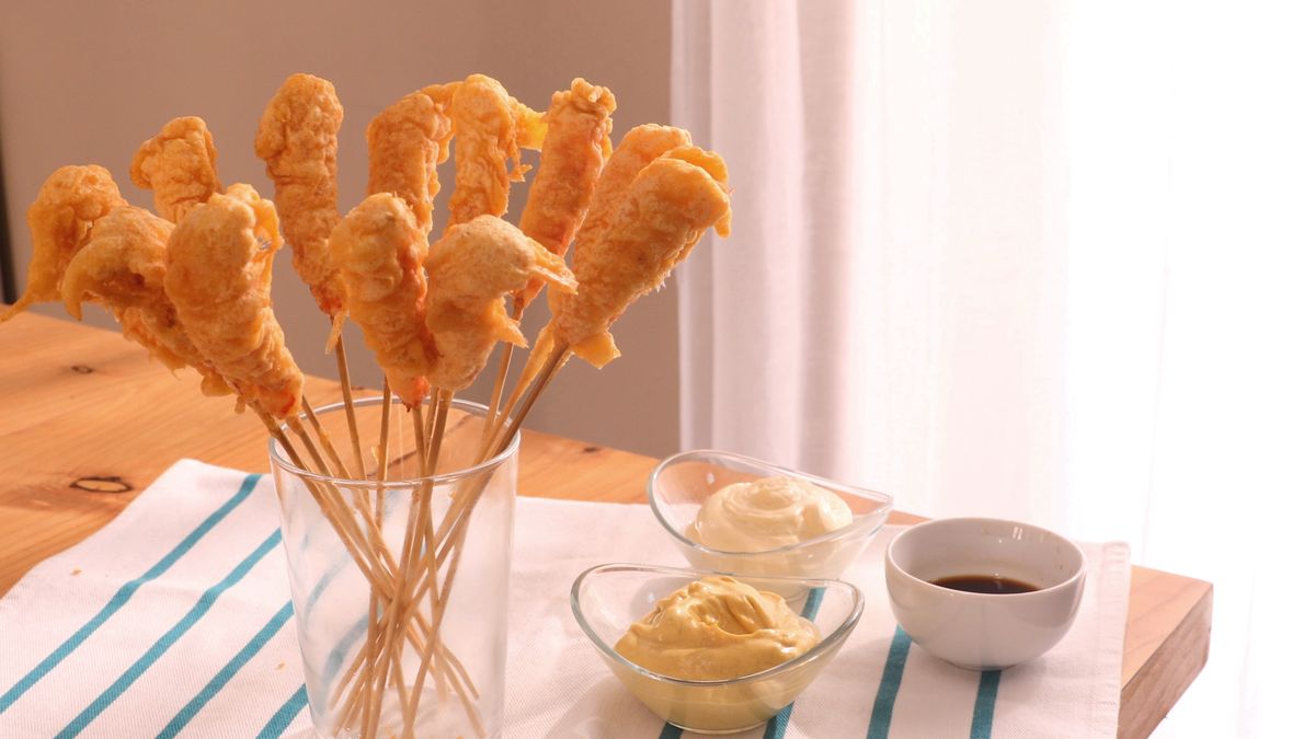 Disfruta de estos langostinos en tempura, crujientes por fuera y jugosos por dentro